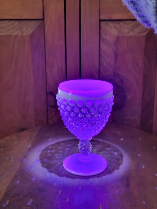 Opalescent Hobnail Goblet - Blue White Opal Glass - Picture 10 of 10